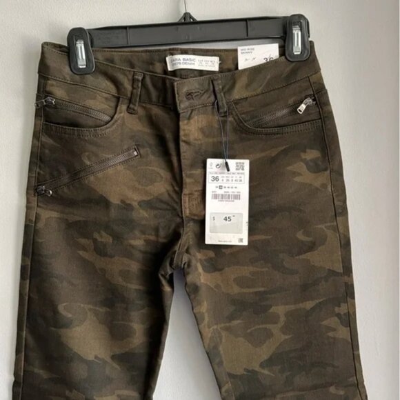 Zara Women's Green Camouflage Jeggings - Picture 3 of 13